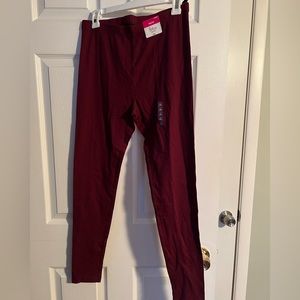 Burgundy brand new Flirtitude leggings. Size Large